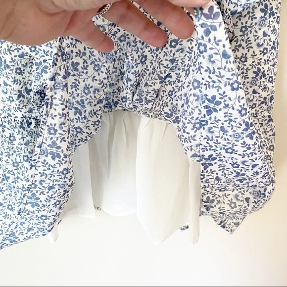 Madewell Ruffle Sleeve Georgette Peplum Top Floral Vintage Parchment XXS NWT - Picture 8 of 12